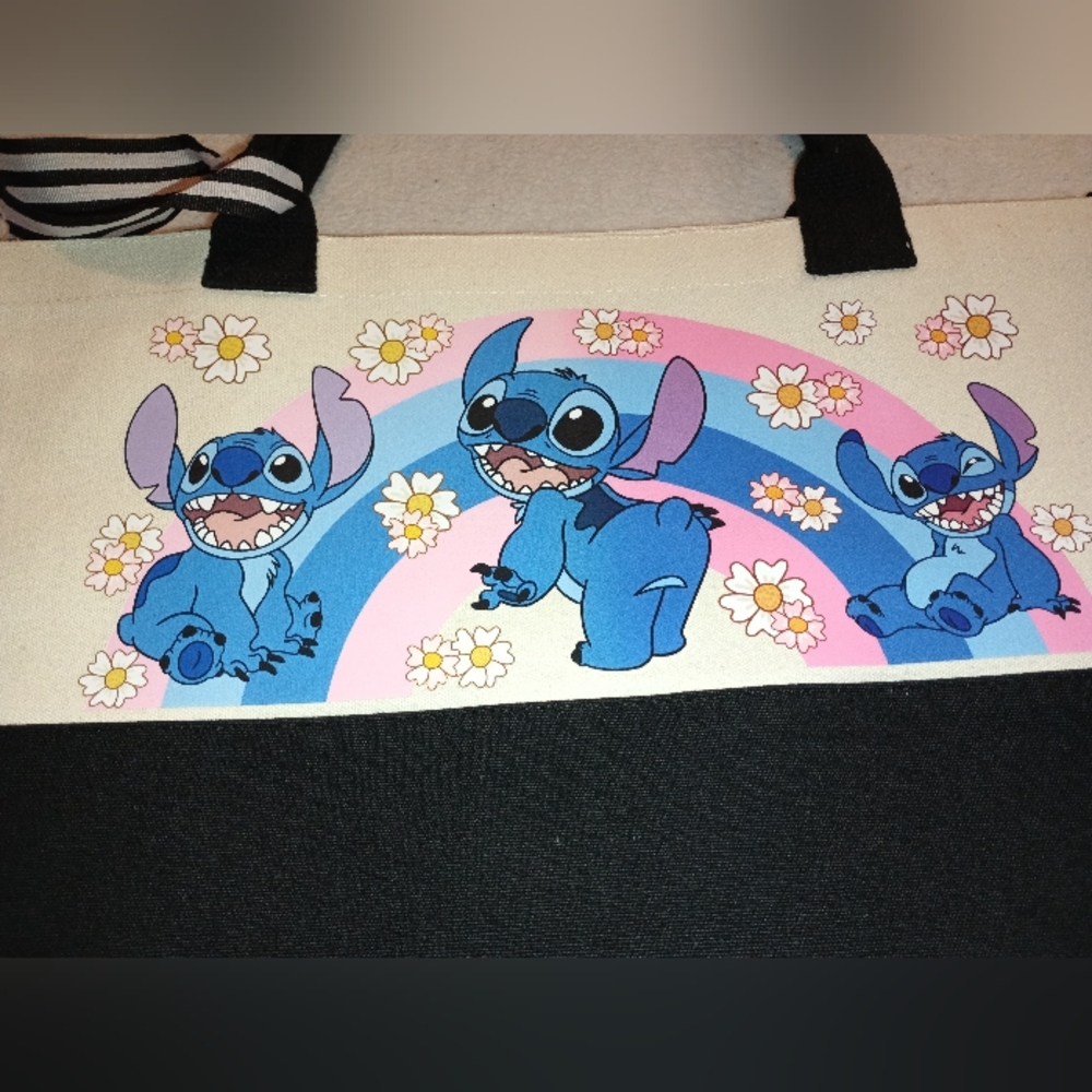 Stitch Canvas Tote Bag with Black Handles Nwot (Cream Off-white Color) - Picture 2 of 6